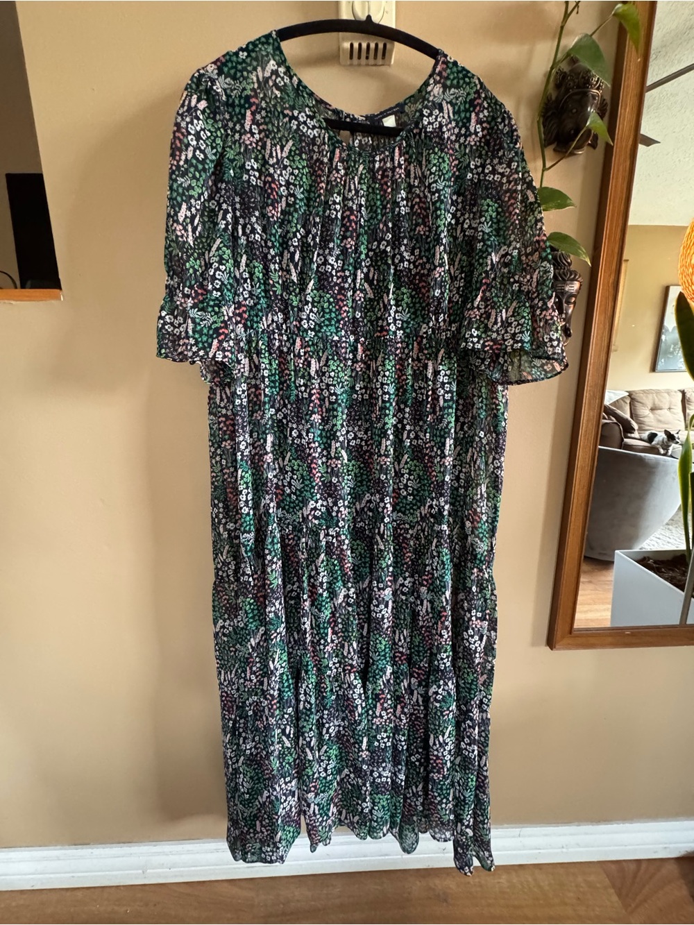 Tommy Hilfiger Navy Floral Tiered Midi Dress -16